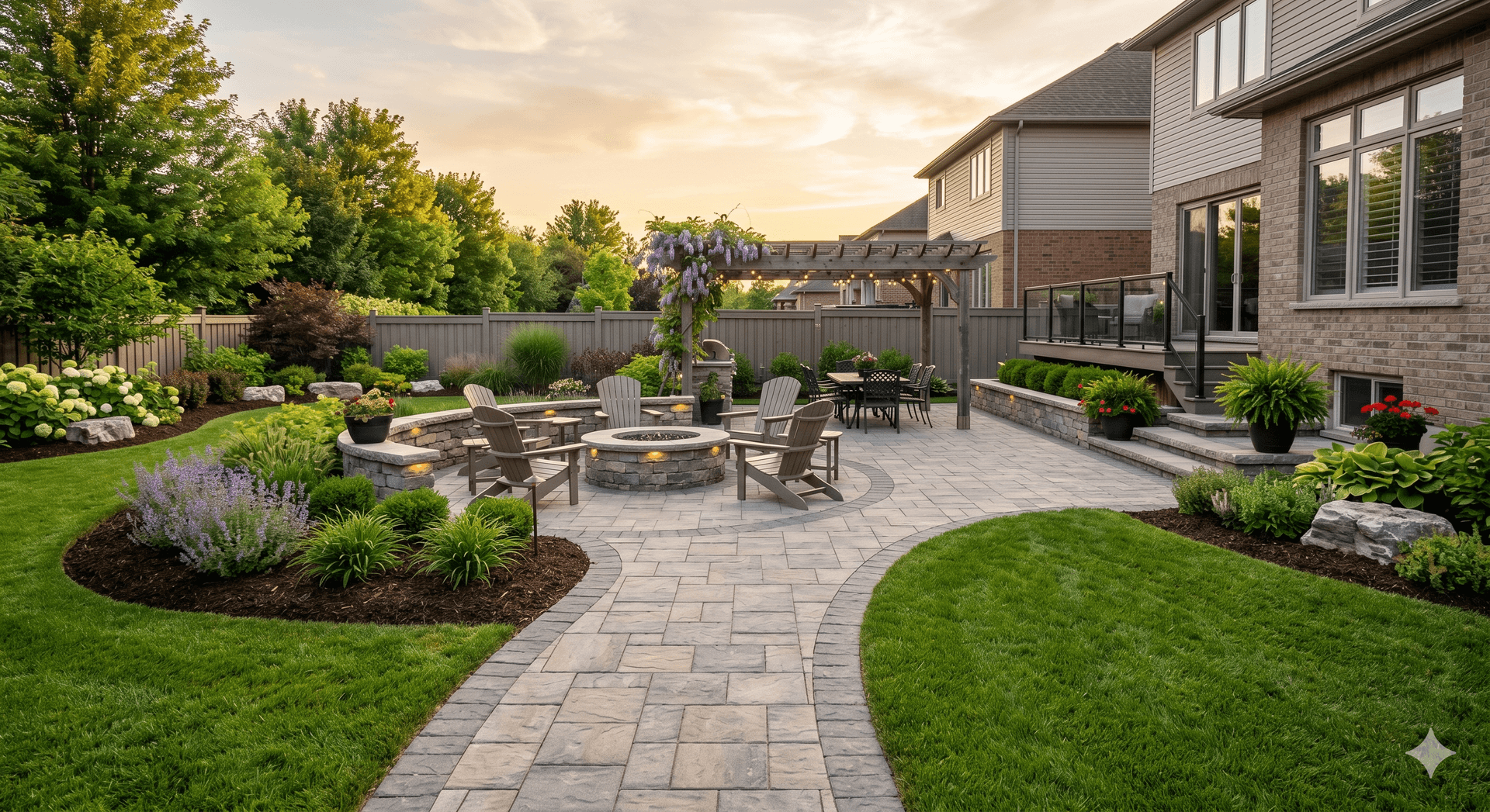Completed paver fire pit area at a residential property