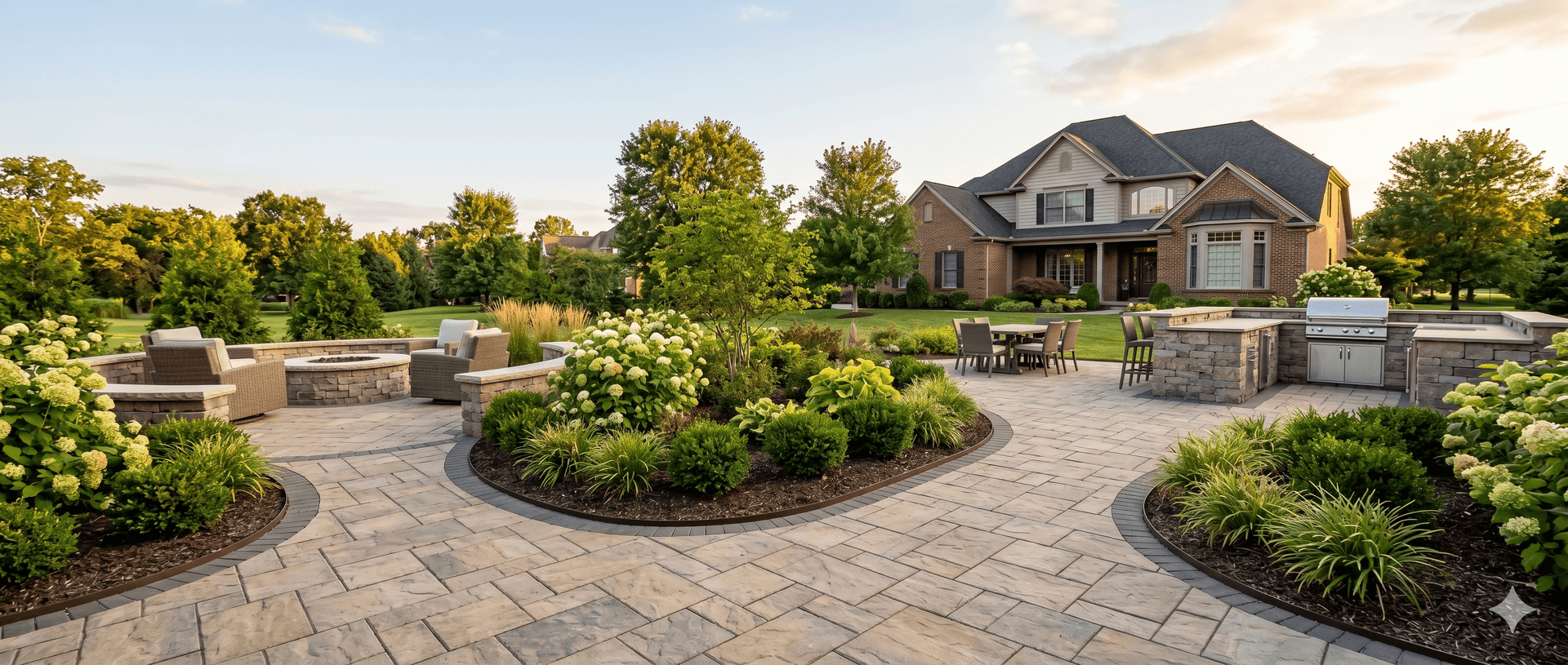 Finished paver patio installation at a residential property in Central Kentucky