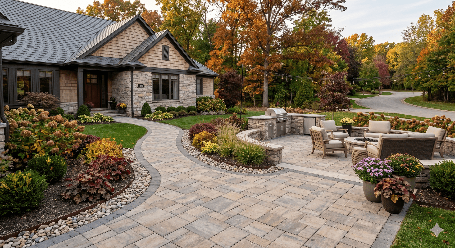 Upscale residential paver patio at a Central Kentucky home