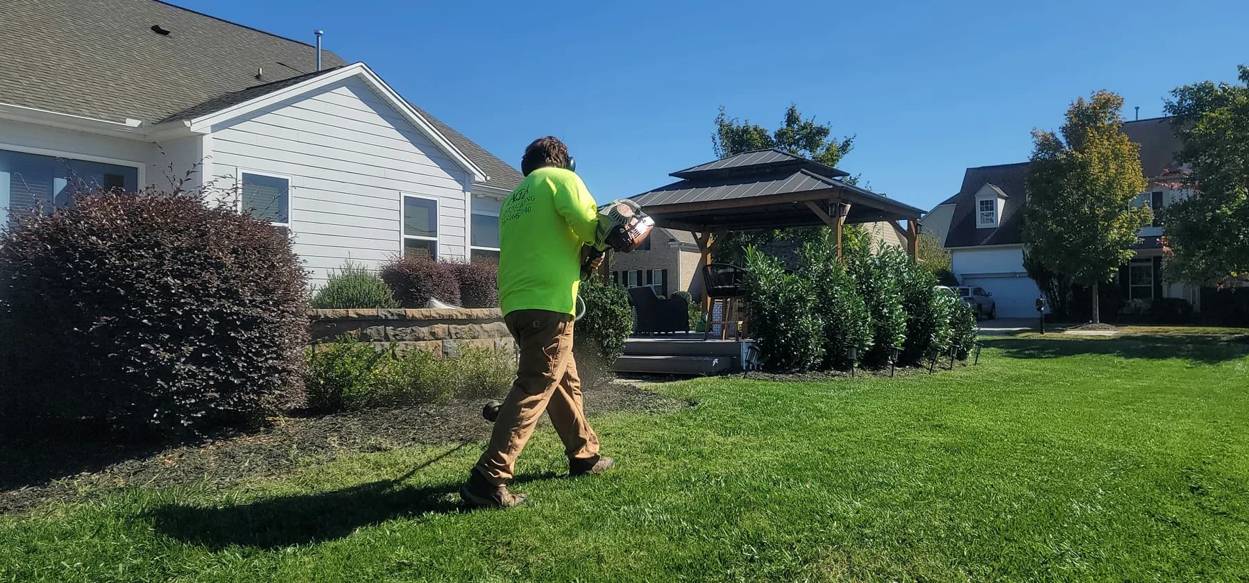 Maintained residential lawn edge and walkway finish suited to rental property upkeep