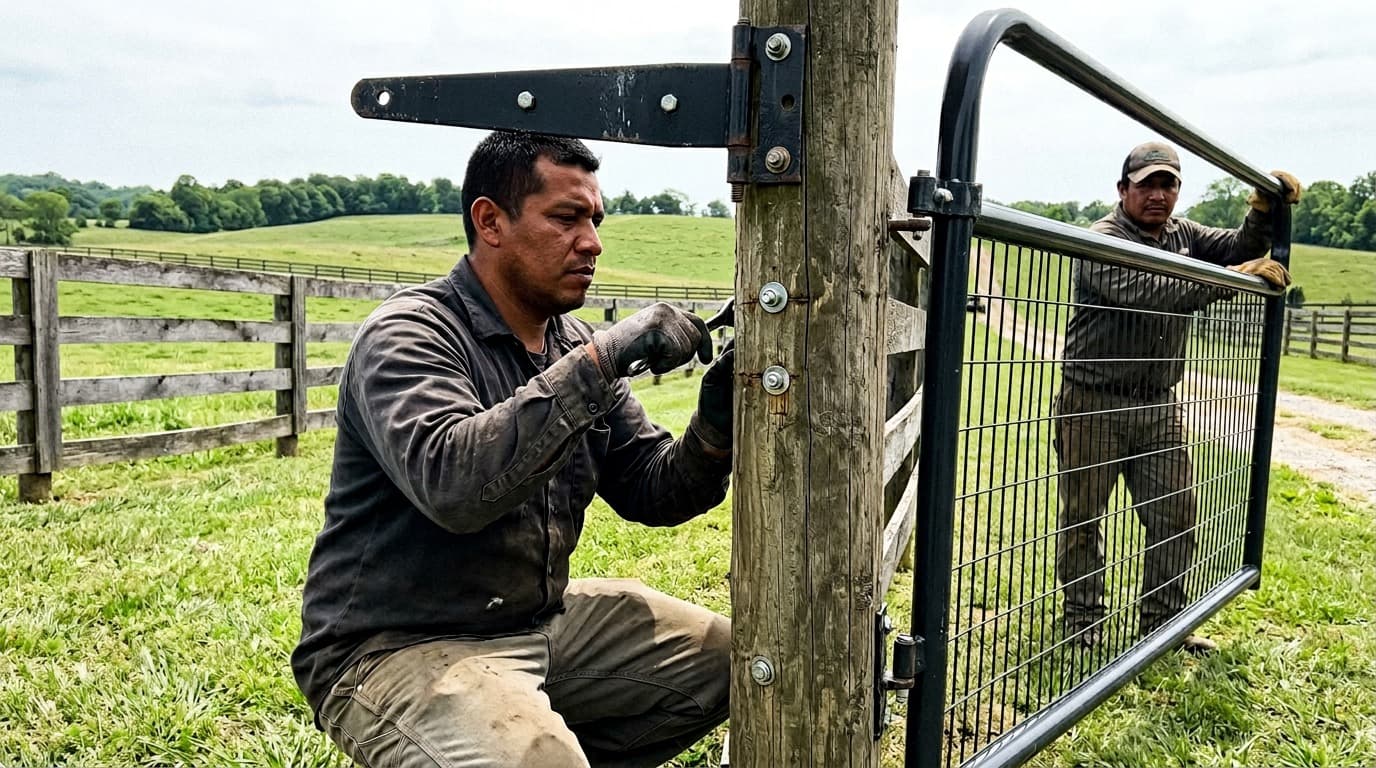 Installing gate hardware and hanging the finished gate