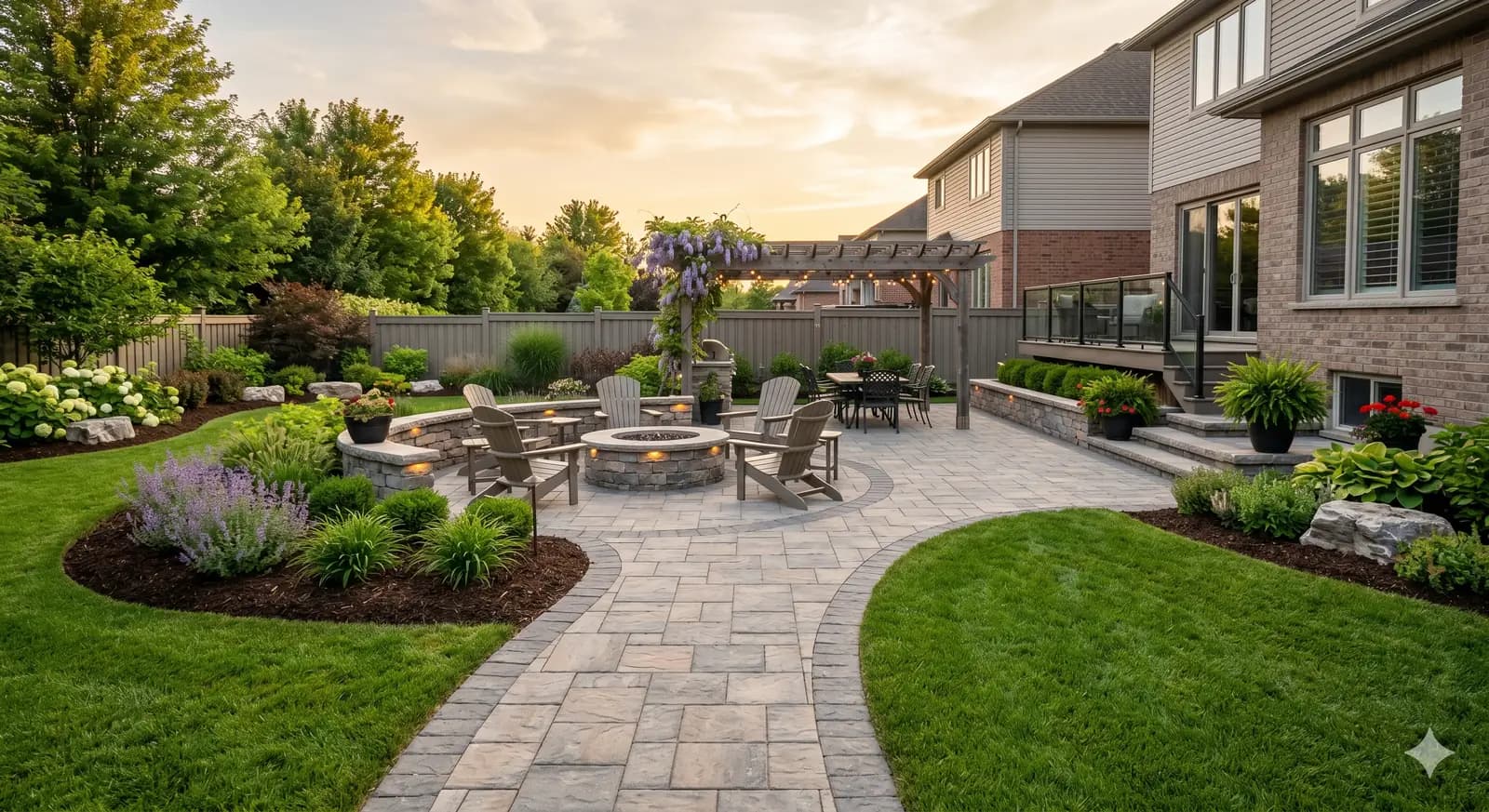 Completed paver fire pit area at a residential property