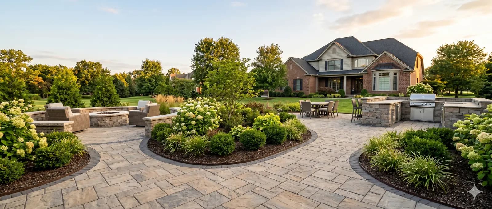 Finished paver patio installation at a residential property in Central Kentucky