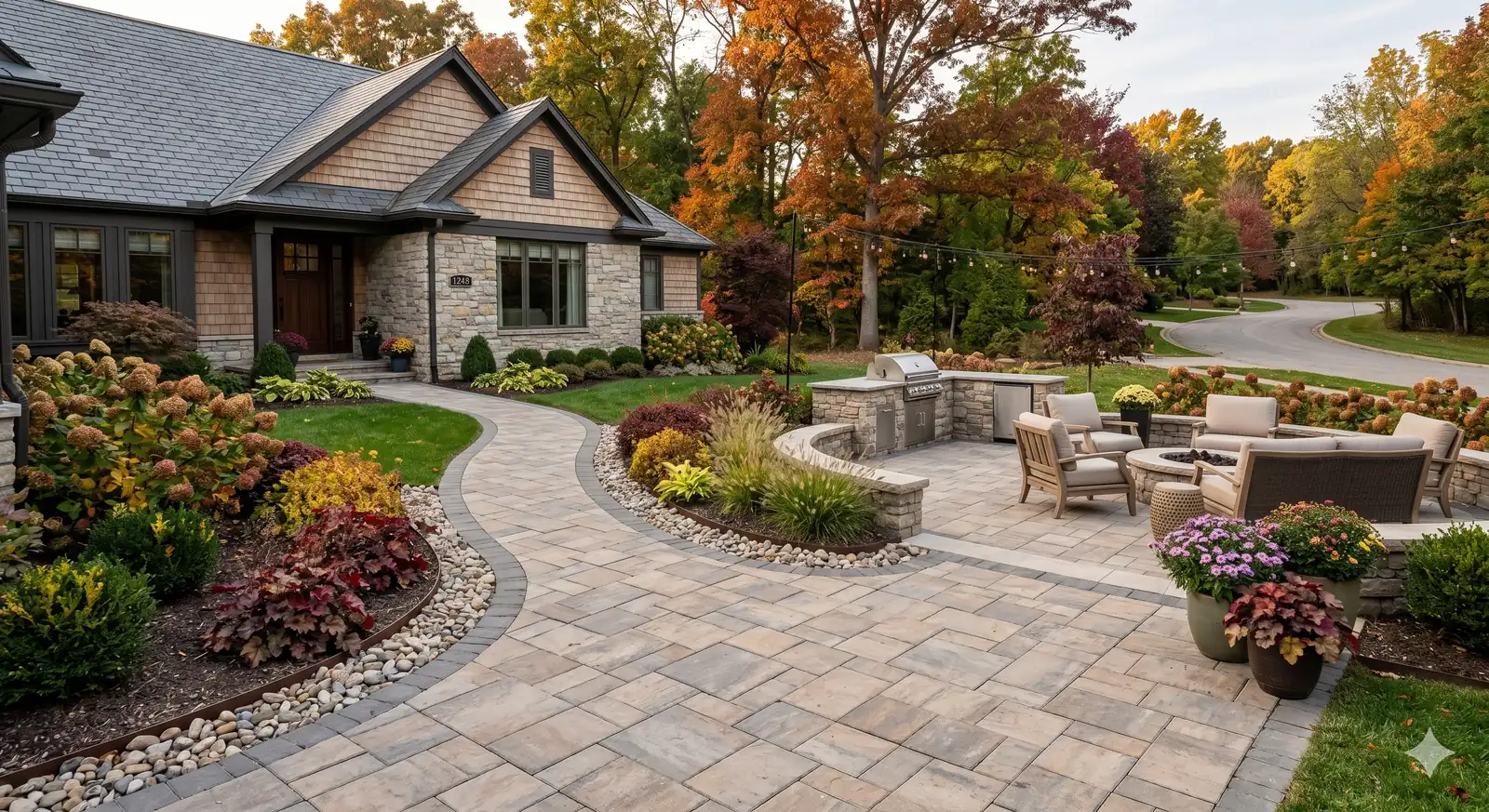 Upscale residential paver patio at a Central Kentucky home