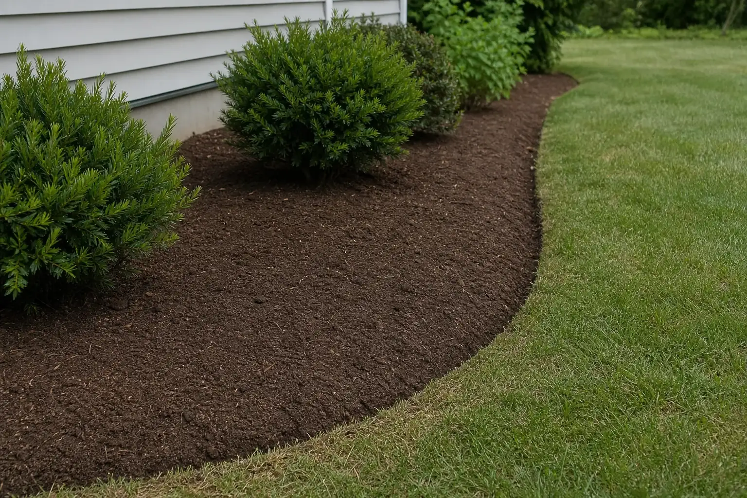 Concept image of a cleaned landscape bed with defined soil edge before fresh mulch is installed