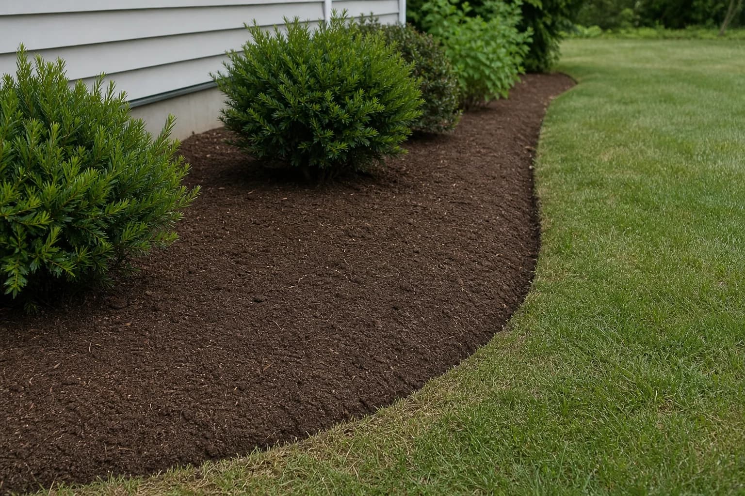 Concept image of a cleaned landscape bed with defined soil edge before fresh mulch is installed