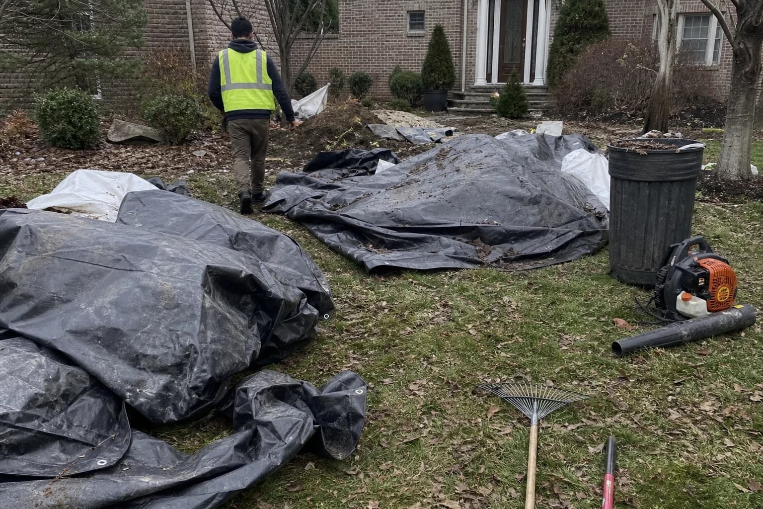 Landscaping crew performing a major bed cleanup and renovation